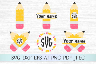 Back to School Pencil Monograms SVG: Graphics and Crafts